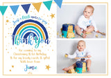 Personalised Rainbow Party Thank You Cards With Photo