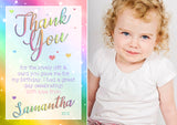 Rainbow Thank You Cards - Custom Personalised Thank You Cards - Yellow Blossom Designs Ltd