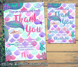 10 Personalised Mermaid Birthday Party Thank You Cards Note Under The Sea Kids