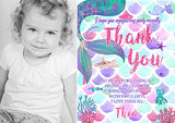 Mermaid Scales With Photo - Custom Personalised Thank You Cards - Yellow Blossom Designs Ltd