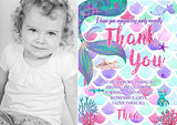 Mermaid Scales With Photo - Custom Personalised Thank You Cards - Yellow Blossom Designs Ltd