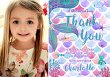 Mermaid Scales With Photo - Custom Personalised Thank You Cards - Yellow Blossom Designs Ltd