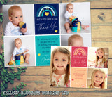 10 Personalised Rainbow Thank You Cards Photo Birthday New Baby Thank You Notes Kids Children Twins Boy Girl Unisex