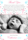 Religious Cross Doves Joint Boy Girl Twins Photo Personalised Thank You Cards Christening Baptism Naming Day Party Celebrations ~ QUANTITY DISCOUNT AVAILABLE