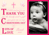 Doves & Crosses Joint Boy Girl Twins Photo Personalised Thank You Cards