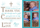 Doves & Crosses Joint Boy Girl Twins Photo Personalised Thank You Cards