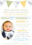 Joint Celebration Party Bunting Photo - Christening Invitations Joint Boy Girl Unisex Twins Baptism Naming Day Ceremony Celebration Party ~ QUANTITY DISCOUNT AVAILABLE