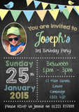 Chalkboard Bunting Photo Joint Boy Girl Party Invitations - Children's Kids Child