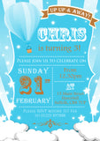 Up Up And Away Hot Air Balloon Party Invitations - Boy Girl Unisex Joint Birthday Invites Boy Girl Joint Party Twins Unisex Printed ~ QUANTITY DISCOUNT AVAILABLE