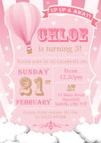 Up Up And Away Hot Air Balloon Party Invitations - Boy Girl Unisex Joint Birthday Invites Boy Girl Joint Party Twins Unisex Printed ~ QUANTITY DISCOUNT AVAILABLE