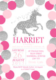 Glitter Effect Unicorn Party Invitations - Boy Girl Unisex Joint Twin Birthday Invites Boy Girl Joint Party Twins Unisex Printed ~ QUANTITY DISCOUNT AVAILABLE