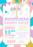 Fairground Ride Horse - Christening Invitations Boy Girl Unisex Twins Baptism Naming Day Ceremony Celebration Party ~ QUANTITY DISCOUNT AVAILABLE