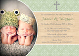 Religious Cross Photo - Christening Invitations Boy Girl Unisex Twins Baptism Naming Day Ceremony Celebration Party ~ QUANTITY DISCOUNT AVAILABLE