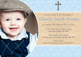 Religious Cross Photo - Christening Invitations Boy Girl Unisex Twins Baptism Naming Day Ceremony Celebration Party ~ QUANTITY DISCOUNT AVAILABLE