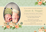 Roses Vintage Classic Joint Party - Christening Invitations Boy Girl Unisex Twins Baptism Naming Day Ceremony Celebration Party ~ QUANTITY DISCOUNT AVAILABLE