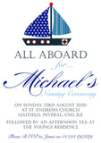 Nautical All Aboard - Christening Invitations Boy Girl Unisex Twins Baptism Naming Day Ceremony Celebration Party  ~ QUANTITY DISCOUNT AVAILABLE