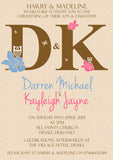 Owls Roses Initials Cute - Christening Invitations Joint Boy Girl Unisex Twins Baptism Naming Day Ceremony Celebration Party ~ QUANTITY DISCOUNT AVAILABLE