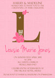 Owls Roses Initials Cute - Christening Invitations Joint Boy Girl Unisex Twins Baptism Naming Day Ceremony Celebration Party ~ QUANTITY DISCOUNT AVAILABLE