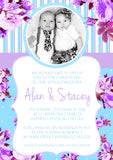 Roses Rustic Vintage Joint Celebration Party - Christening Invitations Boy Girl Unisex Twins Baptism Naming Day Ceremony Celebration Party ~ QUANTITY DISCOUNT AVAILABLE