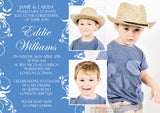 Swirls Photo Celebration Party - Christening Invitations Joint Boy Girl Unisex Twins Baptism Naming Day Ceremony Celebration Party ~ QUANTITY DISCOUNT AVAILABLE