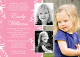 Swirls Photo Celebration Party - Christening Invitations Joint Boy Girl Unisex Twins Baptism Naming Day Ceremony Celebration Party ~ QUANTITY DISCOUNT AVAILABLE
