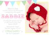Bunting Shabby - Christening Invitations Boy Girl Unisex Joint Twins Baptism Naming Day Ceremony Celebration Party ~ QUANTITY DISCOUNT AVAILABLE