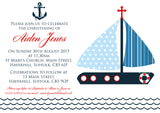 Boat Nautical Celebration Party - Christening Invitations Joint Boy Girl Unisex Twins Baptism Naming Day Ceremony Celebration Party ~ QUANTITY DISCOUNT AVAILABLE - YellowBlossomDesignsLtd