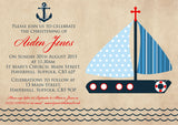 Boat Nautical Celebration Party - Christening Invitations Joint Boy Girl Unisex Twins Baptism Naming Day Ceremony Celebration Party ~ QUANTITY DISCOUNT AVAILABLE - YellowBlossomDesignsLtd