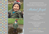 Photo Dots - Christening Invitations Joint Boy Girl Unisex Twins Baptism Naming Day Ceremony Celebration Party ~ QUANTITY DISCOUNT AVAILABLE