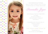 Photo Dots - Christening Invitations Joint Boy Girl Unisex Twins Baptism Naming Day Ceremony Celebration Party ~ QUANTITY DISCOUNT AVAILABLE