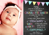 Bunting Photo - Christening Invitations Joint Boy Girl Unisex Twins Baptism Naming Day Ceremony Celebration Party ~ QUANTITY DISCOUNT AVAILABLE