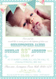 Joint Party Bunting Shabby - Christening Invitations Joint Boy Girl Unisex Twins Baptism Naming Day Ceremony Celebration Party ~ QUANTITY DISCOUNT AVAILABLE