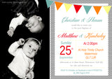 Photo Celebration Party - Christening Invitations Joint Boy Girl Unisex Twins Baptism Naming Day Ceremony Celebration Party ~ QUANTITY DISCOUNT AVAILABLE