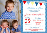 Photo Celebration Party - Christening Invitations Joint Boy Girl Unisex Twins Baptism Naming Day Ceremony Celebration Party ~ QUANTITY DISCOUNT AVAILABLE