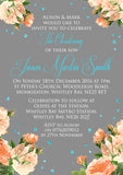 Vintage Classic Roses - Christening Invitations Joint Boy Girl Unisex Twins Baptism Naming Day Ceremony Celebration Party ~ QUANTITY DISCOUNT AVAILABLE