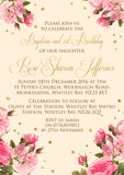 Vintage Classic Roses - Christening Invitations Joint Boy Girl Unisex Twins Baptism Naming Day Ceremony Celebration Party ~ QUANTITY DISCOUNT AVAILABLE