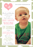 Nautical Hearts Cross - Christening Invitations Boy Girl Unisex Twins Baptism Naming Day Ceremony Celebration Party ~ QUANTITY DISCOUNT AVAILABLE