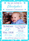 Floral Photo Joint Celebration Party - Christening Invitations Boy Girl Unisex