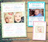 Floral Photo Joint Celebration Party - Christening Invitations Boy Girl Unisex