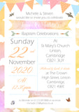 Christening Invitations Joint Boy Girl Unisex Twins Baptism Naming Day Ceremony Celebration Party Watercolour ~ QUANTITY DISCOUNT AVAILABLE