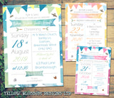 Christening Invitations Joint Boy Girl Unisex Twins Baptism Naming Day Ceremony Celebration Party Watercolour ~ QUANTITY DISCOUNT AVAILABLE
