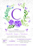 Christening Invitations Naming Day Baptism Floral Wreath