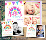  Personalised Photo Invitations Rainbow Birthday Party Boy Girl Joint Baptism