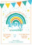 Rainbow Party Invites - Personalised Custom - Yellow Blossom Designs Ltd