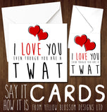 I Love You Even Though You Are A Knob Cunt Miserable Wanker Whore Bellend Arsehole Wanker Thundercunt Twat Knob Bastard Insulting Valentine's Anniversary Wedding Birthday Insult - Yellow Blossom Designs Ltd