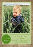 Hessian Vintage Boy Girl Twins Photo Personalised Thank You Cards Christening Baptism Naming Day Party Celebrations ~ QUANTITY DISCOUNT AVAILABLE