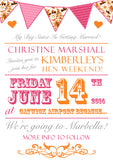 Shabby Chic Bunting Carnival Circus Poster Hen Weekend Itinerary Cards Hen Party Invites Bride To Be - Custom Personalised Invites - Yellow Blossom Designs Ltd