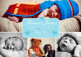 Multiple Photos Montage Thank You Message Note New Born Twin Baby Birth Announcement Photo Cards Personalised Bespoke ~ QUANTITY DISCOUNT AVAILABLE