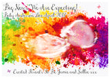Unisex Ultrasound Scan Photo Watercolour Personalised Pregnancy Announcement Cards New Baby Pregnant ~ QUANTITY DISCOUNT AVAILABLE