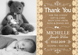 Lace Rustic Barn Garden Natural New Born Baby Birth Announcement Photo Cards Personalised Bespoke ~ QUANTITY DISCOUNT AVAILABLE